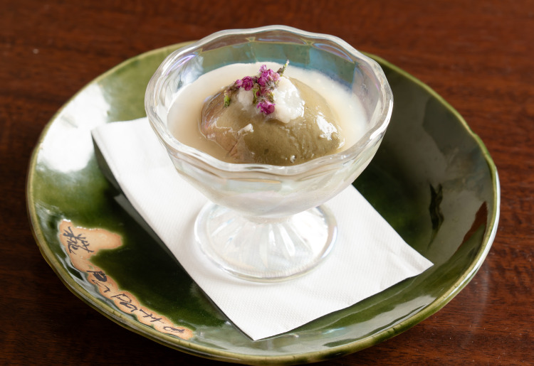 ピスタチオ豆腐 こうじのソース